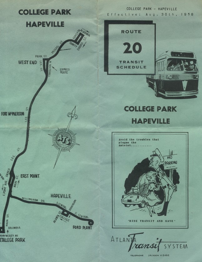 Hapeville GA Route 20 Bus Map